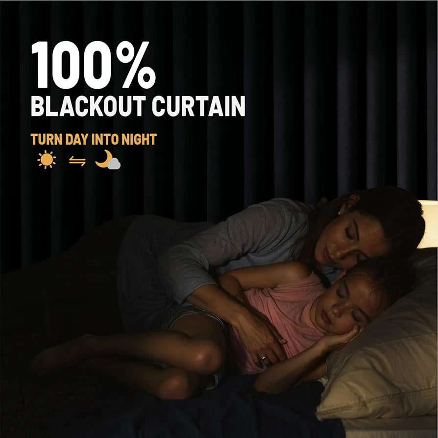 MIULEE 100% Blackout Room Divider Curtains, Extra Wide Ceiling Halloween Panel Sound Proof Thermal Privacy Drapes for Living Room Bedroom Sliding Door, Ceiling Track, W100 x L84 Inch, Black, 1 Panel