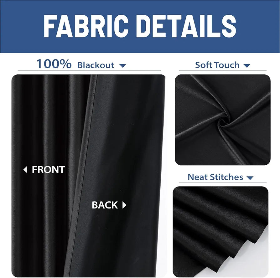 MIULEE 100% Blackout Room Divider Curtains, Extra Wide Ceiling Halloween Panel Sound Proof Thermal Privacy Drapes for Living Room Bedroom Sliding Door, Ceiling Track, W100 x L84 Inch, Black, 1 Panel