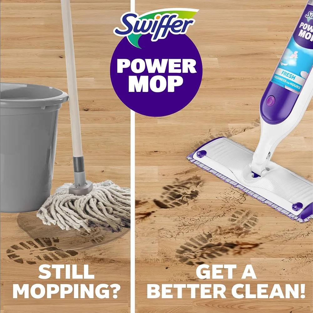 Swiffer PowerMop Multi-Surface Mop Kit for Floor Cleaning, Fresh Scent, Mopping Kit Includes PowerMop, 2 Mopping Pad Refills, 1 Floor Cleaning Solution with Fresh Scent and 2 Batteries